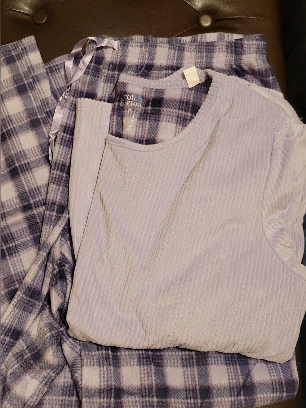 Womens croft & barrow Light Purple Ribbed Fleece Pajamas